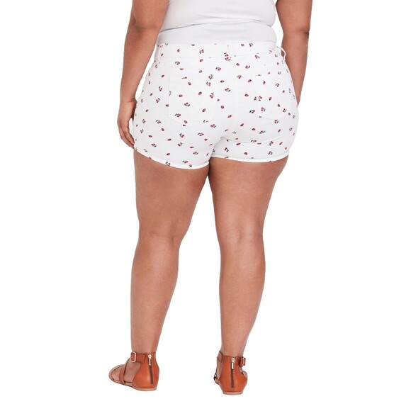 Torrid Cherry Print Classic Skinny Short Size 26 Vintage Stretch White Denim - Picture 10 of 10